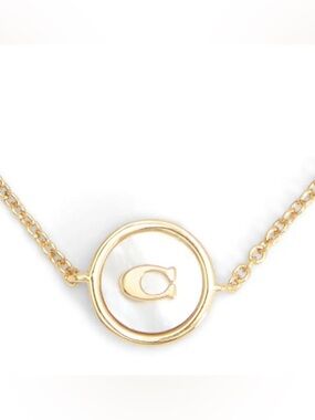 Coach Gold-Tone and Mother of Pearl with Signature ‘C’ Slider Bracelet